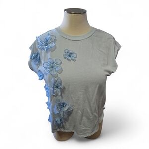 Floral Embellished Blue Women's Top